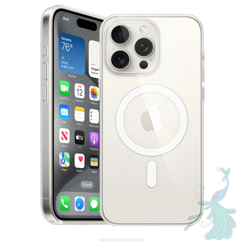 قاب موبایل اپل iPhone 15 Pro Max پیکوک مدل Clear Magsafe